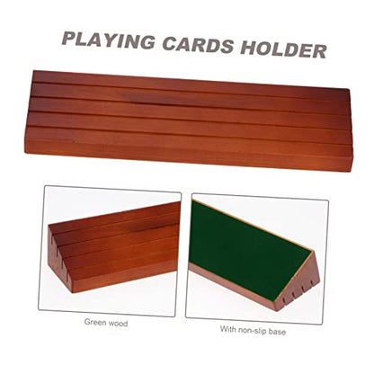 BESPORTBLE 1Pc Sturdy Wood Holder Multi Organizer with Stairstep Design for Easy Access for Tabletop Games and Card Storage