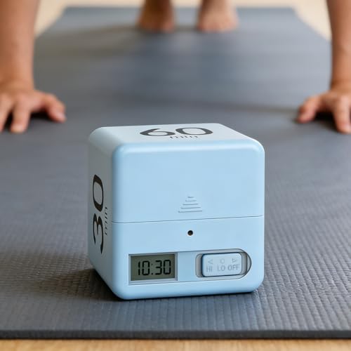 Gravity Sensor Flip Cube Timer Countdown Reminder Doing Time Management for Kitchen, Bedroom, Office, Living Room, Desk 15-20-30-60 Minutes (Blue) - color: Blue