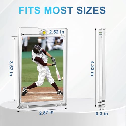 55pt Magnetic Card Holders, 30ct One Card Touch Holder for Trading Cards, Baseball Card Protectors Hard Plastic, Magnetic Thick Card Display Case for Sports Cards, Game Cards - size: 55pt, 30pcs
