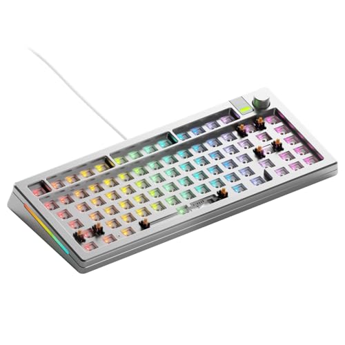 Glorious Gaming - GMMK 3 PRO Barebones Custom Keyboard Kit w/Knob, Custom Modular Aluminum Body & Gasket System, Hotswappable 75% Keyboard, Sound Dampening Foam, Aluminum Switch Plate(Silver) - color: Silver, size: TKL, style: GMMK 3 Pro