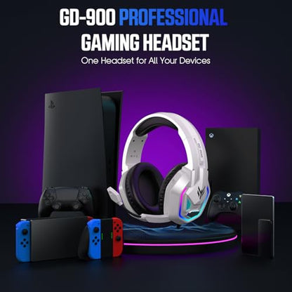 YPBDAN RGB Gaming Headset with Mic for PS5 PS4 Xbox Series X|S Xbox One PC | 7.1 Surround Sound, Noise Cancelling Mic, 50mm Drivers, Memory Foam Earcups, Over-Ear Headphones for Switch Mac