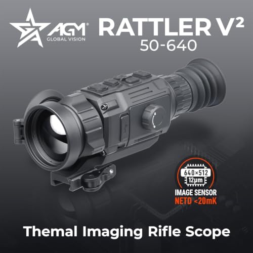 AGM Global Vision Rattler V2 Thermal Imaging Scope for Hunting, High Resolution with High Sensitivity Thermal Optics, Waterproof & Durable, Includes Thermal Targets & Cleaning Cloth - style: 50-640