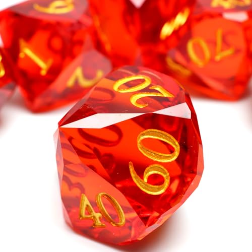 XENOLUX Polyhedral RPG Dice,Handmade Resin Red DND Dice Set for Dungeons and Dragons-RD Red - color: Rd-red