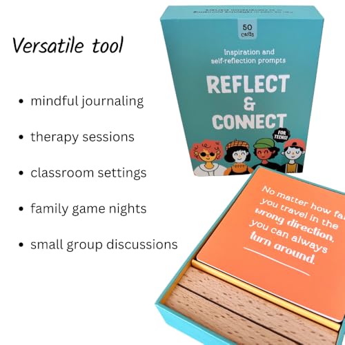 Conversation Cards for Teens – Motivational & Affirmation Quote Deck with Journal Prompts, Double-Sided with Display Stand | Therapy & Classroom Supplies for Teachers, Counselors & Parents