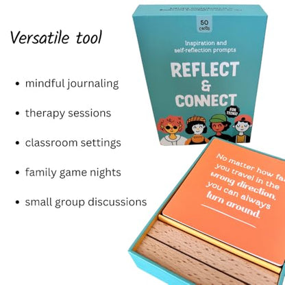 Conversation Cards for Teens – Motivational & Affirmation Quote Deck with Journal Prompts, Double-Sided with Display Stand | Therapy & Classroom Supplies for Teachers, Counselors & Parents
