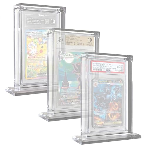 Acrylic Graded Card Display Stand 3 Pack - PSA Slab Display Graded Card Holder Compatible with PSA, BGS, TAG, ACE