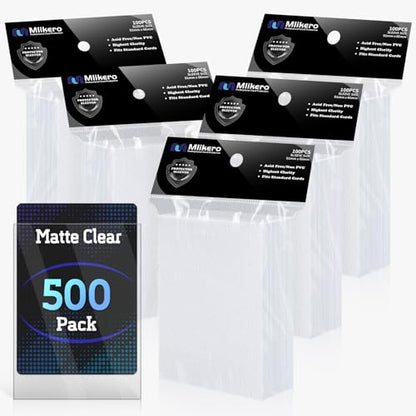 500 Count Card Sleeves – Matte Clear Trading Card Sleeves, Polypropylene (PP), Fit for MTG, TCG, Baseball, Football, and Game Cards (Matte Clear) - color: Matte Clear, size: 500 Pack