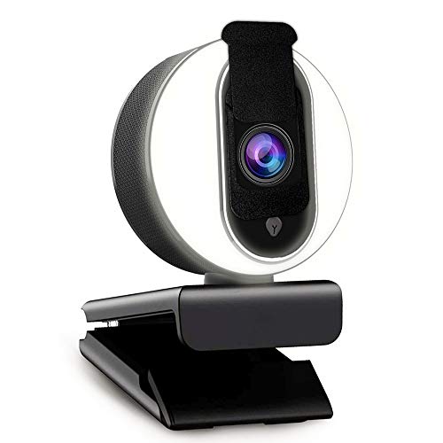 NexiGo N680E 1080P Webcam with Ring Light, Privacy Cover and Dual Microphone, Advanced Auto-Focus, Adjustable Brightness, Streaming Web Camera for Zoom Skype Facetime, PC Mac Laptop Desktop - style: Webcam with Light