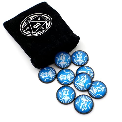D&D Numbered Monster Token Markers for Dungeons and Dragons (Sea Squid) - style: Sea Squid