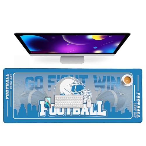 Football Desk Mat, Large Stitched Edges Gaming Mouse Pad, Blue City Design Keyboard Mat for Laptop Computer Desktop - 31.5x12 Inch for Football Fans - color: Blue Football