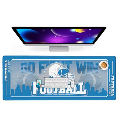 Football Desk Mat, Large Stitched Edges Gaming Mouse Pad, Blue City Design Keyboard Mat for Laptop Computer Desktop - 31.5x12 Inch for Football Fans - color: Blue Football