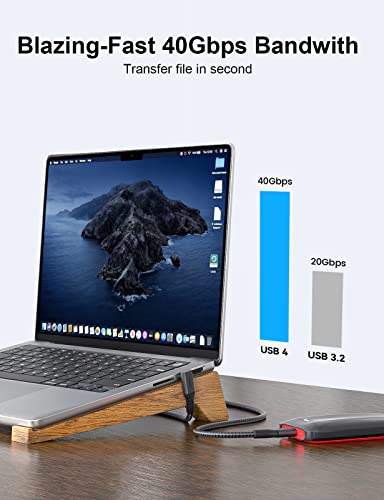 XAOSUN 240W USB 4 Cable for Thunderbolt 4 Cable, 6ft USB C Data Cable 40Gbps Transfer, 8K 4K Display, Compatible with ROG Ally, Steam Deck, Switch, eGPU, MacBook, Docks - size: 6FT