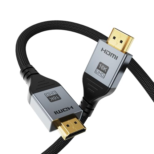 16K HDMI 2.2 Cable 10FT, 96Gbps Ultra High Speed 16K@60Hz 8K@120Hz 4K@480Hz HDMI Cord, HDCP 2.3 & HDR10 HDMI Cables for PS5/Xbox Series X|S/Roku TV/Gaming PC/Monitor/Blu-ray/Projector - size: 10 FT