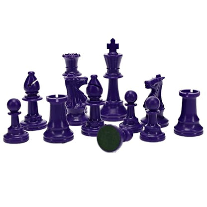 WE Games Color Bright Plastic Staunton Tournament Chess Pieces with 3.75 in. King - Half Chess Set of Chess Pieces Only, Purple - color: Purple