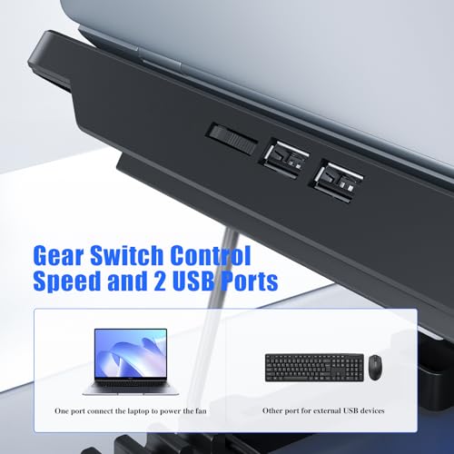 LIANGSTAR Laptop Cooling Pad, Laptop Cooler with 8 Quiet Fans for 12-17 Inch Gaming Laptop Fan Cooling Pad Stable Stand 7 Height & Wind Speed Adjustable, 2 USB Port & Phone Holder - color: 8 Fans