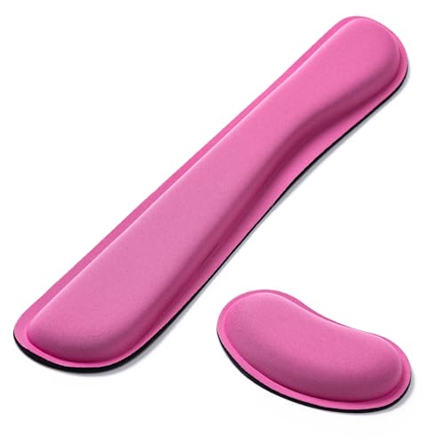 Hoewina Keyboard Wrist Rest,Ergonomic Wrist Support for Keyboard,Rose Red | Computer Wrist Rest,Superfine Fabric and Gel Memory Foam Wrist Pad,Easy Typing&Pain Relief,Suitable for Office,Family - color: Rose Red