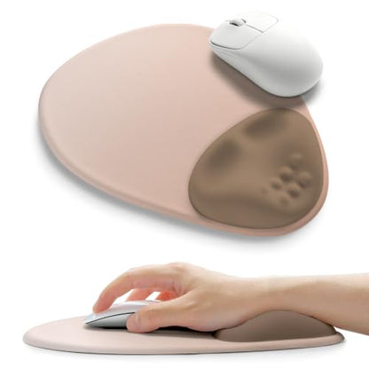 Palm-Rest and Wrist-Hugging Mouse Pad Wrist Rest, Ergonomic Wrist Support with Curve Fitting Cushioned Memory Foam for Carpal Tunnel Pain Relief, 9.9 x 8.3 Inch, Mocha Sand - color: Mocha Sand
