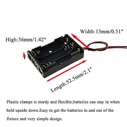 HAHIYO 4.5V AAA Battery Holder Bundle Series with Wire Sturdy Clapm Flexible Springs Contact Build-in Harnesses Batteries Black Case Easy Install 8 Pieces for Wall Clocks Ham Radio Kids Toys - style: Without cover-3AAA-8P