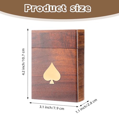 Wooden Crafted Playing Deck Card Holder Box Playing Card Cases Storage 4.25 Inch Height Decorative Organizer for Birthday Gift Men Women