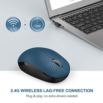 seenda Wireless Mouse, 2.4G Noiseless Mouse with USB Receiver Portable Computer Mice for PC, Tablet, Laptop, Notebook - Blue & Black - color: Blue and Black