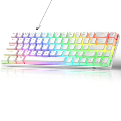 MageGee Portable 60% Mechanical Gaming Keyboard, Red Switch, PBT Pudding Keycaps RGB Backlit Compact 68 Keys Mini Wired Office Keyboard for Windows Laptop PC - White