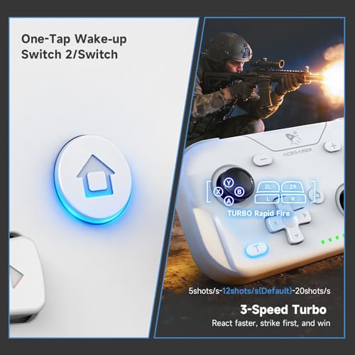AceGamer Wireless Pocket Controller for Nintendo Switch/Switch 2/Android/iOS/PC/Steam Deck/Phone,1000Hz Polling Rate, Bluetooth Controller with Lift-and-Lock Joysticks/6-Axis Gyroscope/Turbo, White - color: White, size: Small