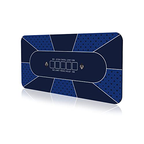 47×23 Inch Poker Mat, 6 Players Texas Hold'em Poker Rubber Mat Poker Topper for Tables, Folding Portable Poker Table Top Layout w/Carrying Bag for Poker Games, Casino (47 x 24 Inch Bright Blue) - color: 47 X 23 Inch Bright Blue