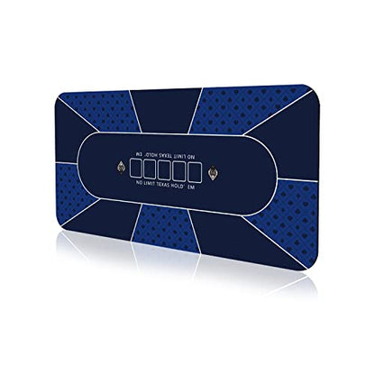 47×23 Inch Poker Mat, 6 Players Texas Hold'em Poker Rubber Mat Poker Topper for Tables, Folding Portable Poker Table Top Layout w/Carrying Bag for Poker Games, Casino (47 x 24 Inch Bright Blue) - color: 47 X 23 Inch Bright Blue
