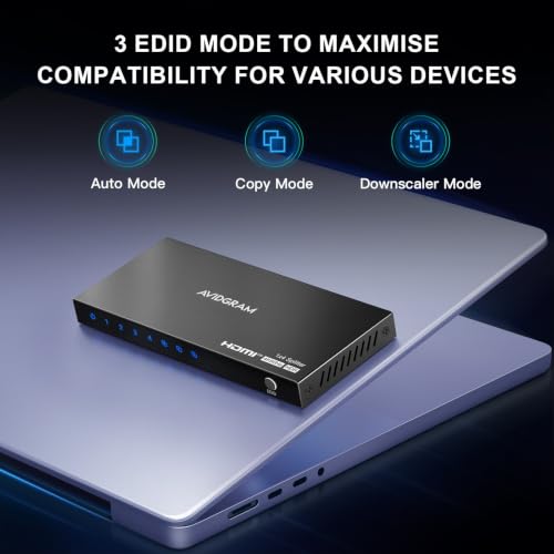 HDMI Splitter 1 in 4 Out 4K 60Hz 4:4:4, AVIDGRAM HDMI 4 Port Splitter with Copy, Downscaler, and Auto Mode for Four Identical Display Support 1080p 120Hz HDCP 2.2 HDR10 18Gbps 3D (Mirror Only) - size: 4K 60Hz HDMI Splitter 1 in 4 Out