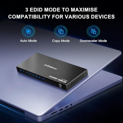 HDMI Splitter 1 in 4 Out 4K 60Hz 4:4:4, AVIDGRAM HDMI 4 Port Splitter with Copy, Downscaler, and Auto Mode for Four Identical Display Support 1080p 120Hz HDCP 2.2 HDR10 18Gbps 3D (Mirror Only) - size: 4K 60Hz HDMI Splitter 1 in 4 Out