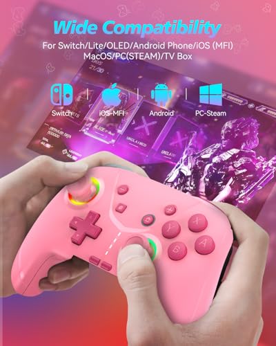 GMBACK Wireless Switch 2 Pro Controller, Turbo Controller for Nintendo Switch 2/1/Lite/OLED with Loop Macro, Home Wake Up, HD Rumble, Motion Control, Turbo, 800mAh, Pink - color: Pink