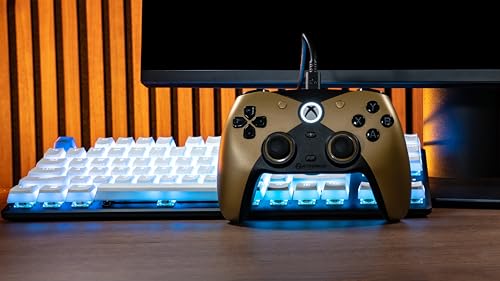 Hyperkin The Competitor Wired Controller for XBOX Series X|S, XBOX One & PC with Hall Effect Joysticks & Impulse Triggers; Symmetrical Layout & Precision D-Pad - Officially Licensed XBOX - Midas Touch - color: 골드.