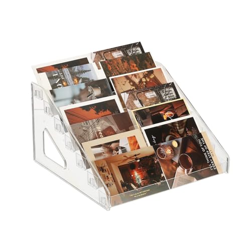 PATIKIL 7 Tier Acrylic Card Display Stand, Portable Postcard Rack Holder Organizer Versatile Display for Trading Cards Baseball PSA Stickers Stamp, Gray - color: Gray, style: 7 Tier