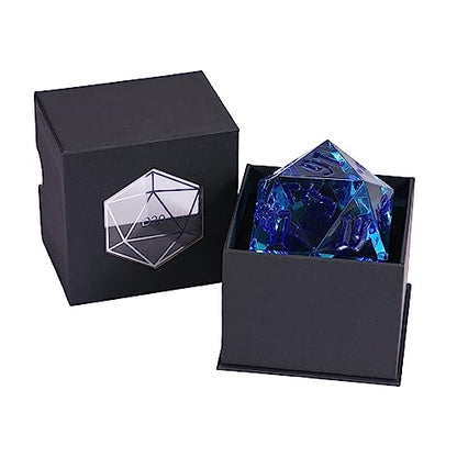 55mm 20 Sided DND Dice, Giant D20 D&D Polyhedral Dice Large D20 with Die Gift Box for Dungeons and Dragons, RPG Table Games (Transparent Blue/Blue Numbers) - color: Transparent Blue/Blue Numbers