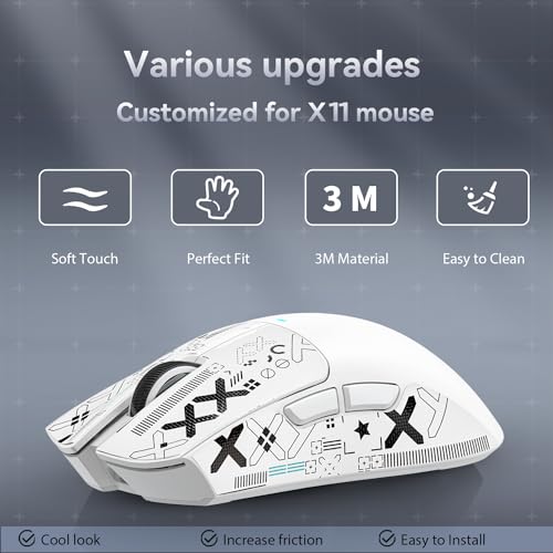 MAGIC-REFINER Attack Shark Gaming Mouse Anti-Slip Grip Tape,Compatible with X11 Superlight Wireless pc Mouse,Sweat Resistant,Fine Feel,Cut to Fit,Cool Mouse Skins for Video Games/Office/Study(White) - color: Griptape （white）