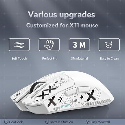MAGIC-REFINER Attack Shark Gaming Mouse Anti-Slip Grip Tape,Compatible with X11 Superlight Wireless pc Mouse,Sweat Resistant,Fine Feel,Cut to Fit,Cool Mouse Skins for Video Games/Office/Study(White) - color: Griptape （white）