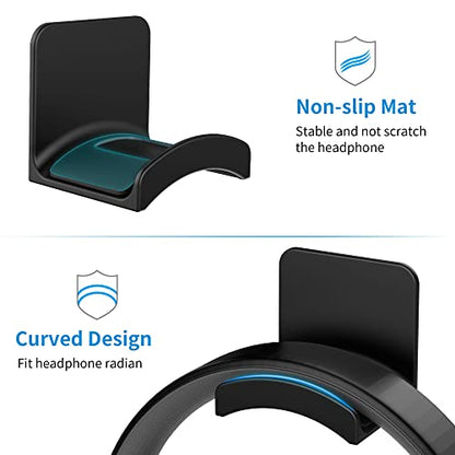 SOKUSIN Headphone Stand Headset Holder - Adhesive Gaming Earphones Hanger, Universal Desk Wall Mount Hook for All Headphone/Controller, Compatible with Beats, AirPods Max,Sony, JBL (Black) - color: Black