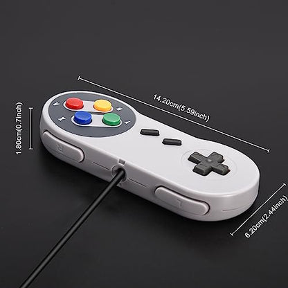 SAFFUN 2 Pack Wired SNES Controller, Fully Compatible With Original SNES/SFC - [Plug and Play] (Multi-Color Keys) - color: Wired Multi-Color Keys