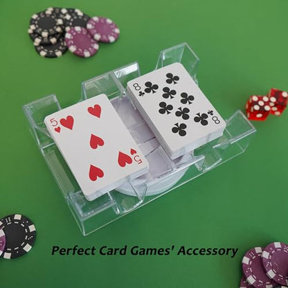 DNB Revolving Playing Card Tray - 2 Deck Plastic Rotating Canasta Card Holder - style: 2 Deck