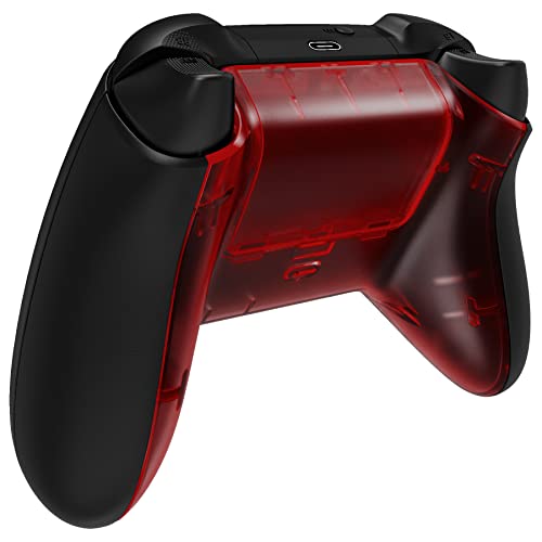 eXtremeRate Custom Back Cover Shell for Xbox Series X & S Controller, Clear Red Replacement Battery Cover & Bottom Shell - color: Clear Red