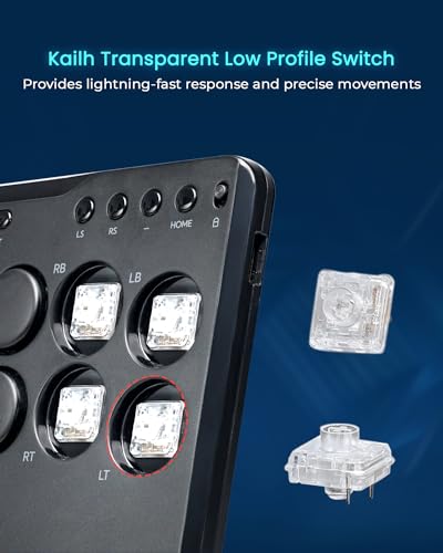JZW-Shop Haute42 Leverless Arcade Stick P12, All-Button Arcade Controller | Compatible with PC, PS4, PS3, Steam Deck, Switch, Turbo & Custom RGB, Supports Hot-Swap & SOCD
