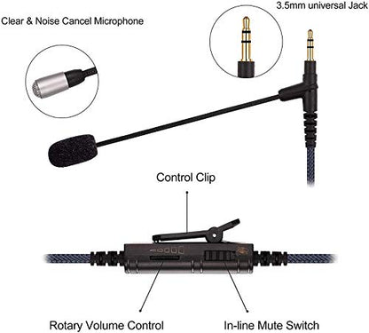Cable Boom Microphone Compatible with HyperX Cloud Flight | 3.5mm Jack Headphone - Volume Control for Playstation PS4 or Xbox One Controller, PC, Tablet,Laptop,Smartphone - Boompro Gaming Mic (150CM) - size: 150 CM