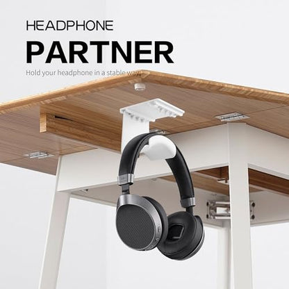 YAODHAOD Headset Hanger Holder Wall Mount, Sticky Headset Stand Holder Clip Under Desk for All Headphone/Controller (White,Removable Hanging Style) - color: White, size: Removable Hanging Style
