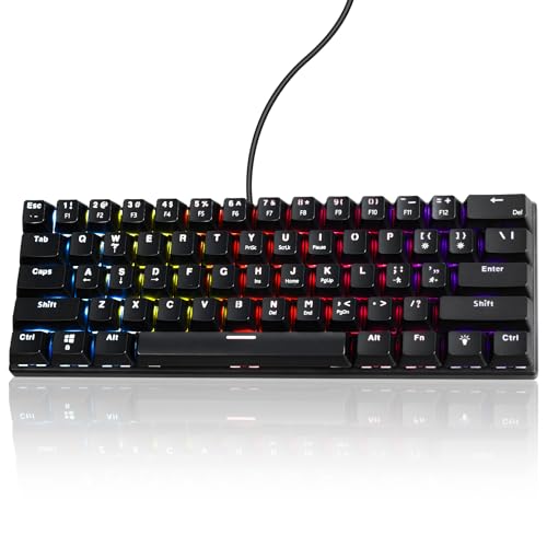 60% Wired Mechanical Gaming Keyboard RGB Backlit Anti-Ghosting Compact 61-Keys Mini Keyboard with Red Switch | for Windows Laptop PC Gamer Office Typist - color: Black