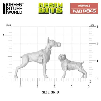 Green Stuff World War Dogs Miniatures Set – 1:48 Scale Unpainted Resin Figures for Tabletop Games, Dioramas, and Miniature Painting – 3D Printed Fantasy Creatures for Hobby & RPG Collections
