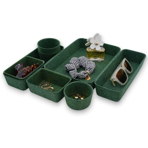 Welaxy 8-piece Nordic Beige desk drawer organizer tray office suppliers makeup pens aesthetic quiet luxury storage bin hygge design sleek minimalist lifestyle (Forest Green) - color: Forest Green