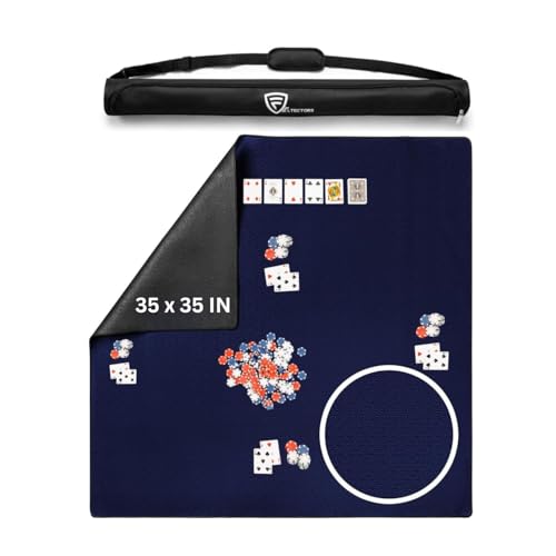 Board Game Mat 35"x35" Designed for 36 in Tables, Mahjong Mat with Carrying Bag, Neoprene Playmat, Table Cover for Board Games, Tile, Poker, RPG and Dominoes (Blue) - color: Blue