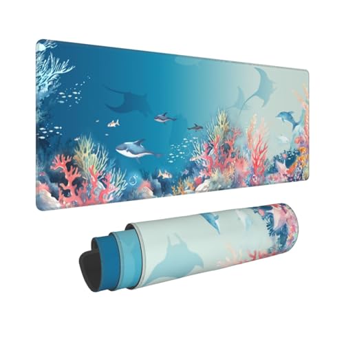 Underwater World Mouse Pad XL Large Mousepad Non Slip Rubber Base Desk Mat for Laptop Computer Gaming 31.5" X 12" - color: Underwater World