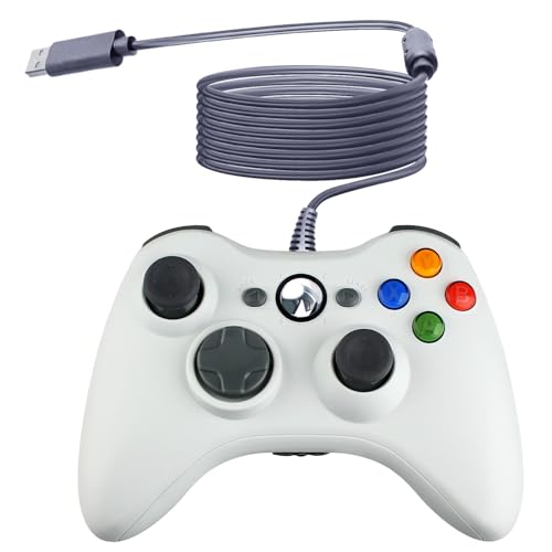 OSTENT Wired USB Controller Gamepad Joystick for Microsoft Xbox 360 Console Windows PC Laptop Computer Video Game Color White - color: White