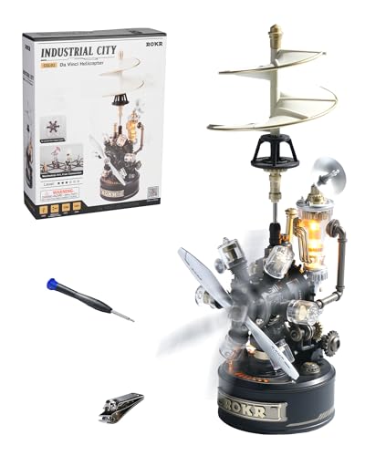 ROKR 3D Puzzle for Adults - Leonardo da Vinci's Helicopter Mechanical Model Kits (CGL01), DIY Plastic Metal Building Set, Industrial City Craft Gifts for Hobbyists